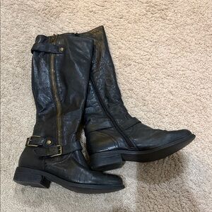 Steve Madden Black Leather Heeled Boots